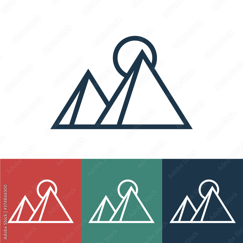 Linear vector icon with egyptian pyramids Linear vector icon with egyptian pyramids