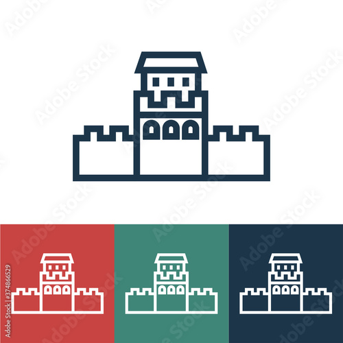 Linear vector icon with wall of China