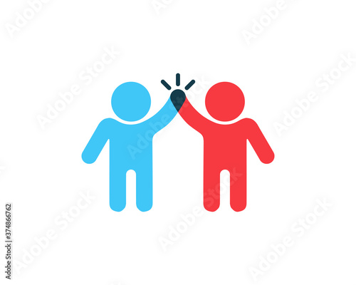 Two people give five icon. Cooperation, partnership. Teamwork business concept sign. Vector on isolated white background. EPS 10
