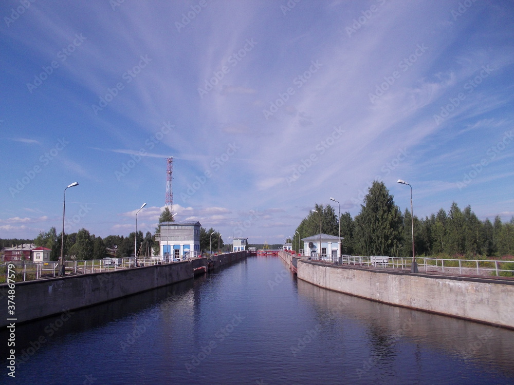 The white sea-Baltic canal, summer, gateways