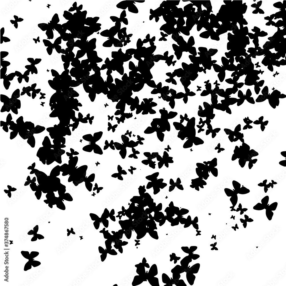 Vector pattern for your background or game: black and white butterflies
