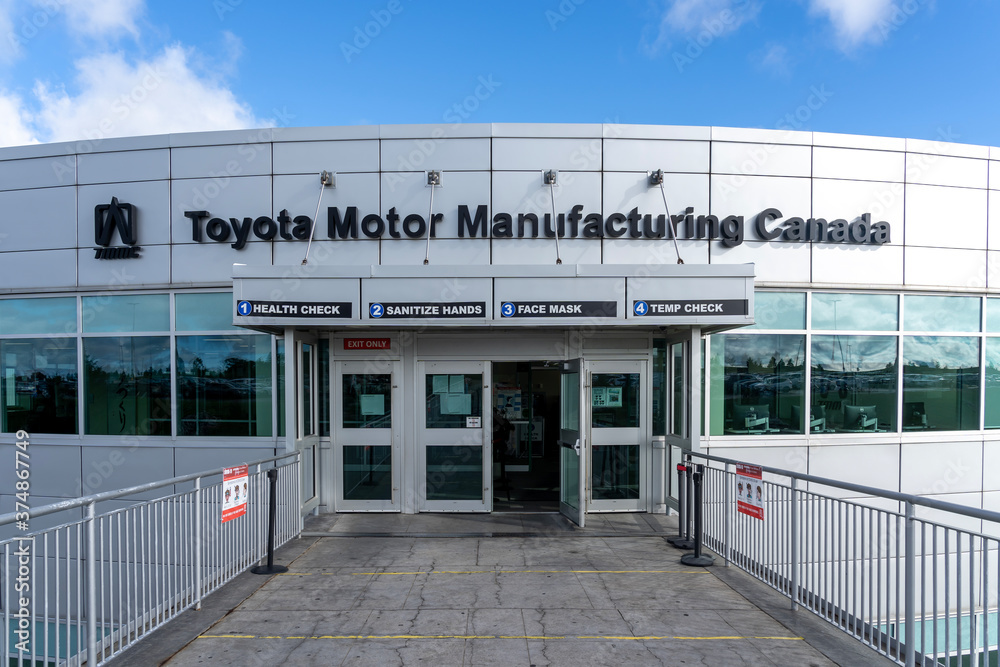 Woodstock, Ontario, Canada - August 30, 2020: An entrance to Toyota Motor  Manufacturing Canada in Woodstock, Ontario, Canada. Toyota Motor  Corporation is a Japanese automotive manufacturer. Stock Photo | Adobe Stock