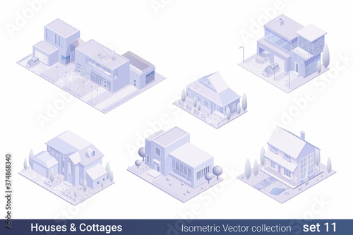 Isometric Flat 3D Architecture Building vector collection: