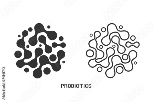 Probiotics bacteria logo design line icon set. Healthy nutrition ingredient  photo