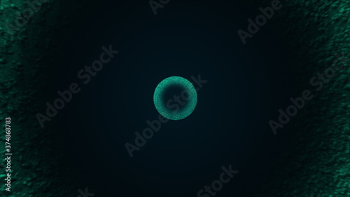 Computer generated concentric gaseous circles. 3d rendering of abstract background