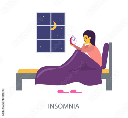 Insomnia Health concept on white background, flat design