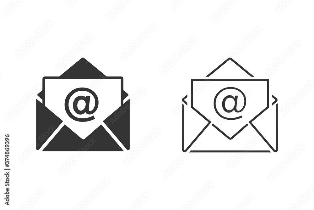 Mail vector line icon set on white flat style Mail vector line icon set on white flat style