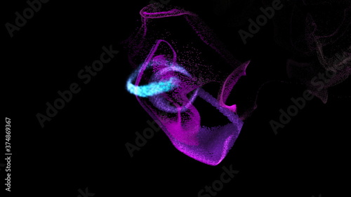 Photos Dancing colored particles creating gaseous woven curls