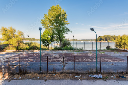 Konstfotografi Belgrade, Serbia - August 26, 2020: Abandoned tennis court