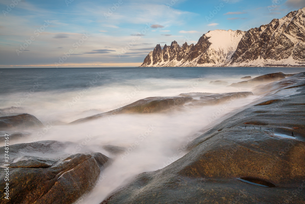 Landscape with the coast of the isle of Senja in north Norway. 