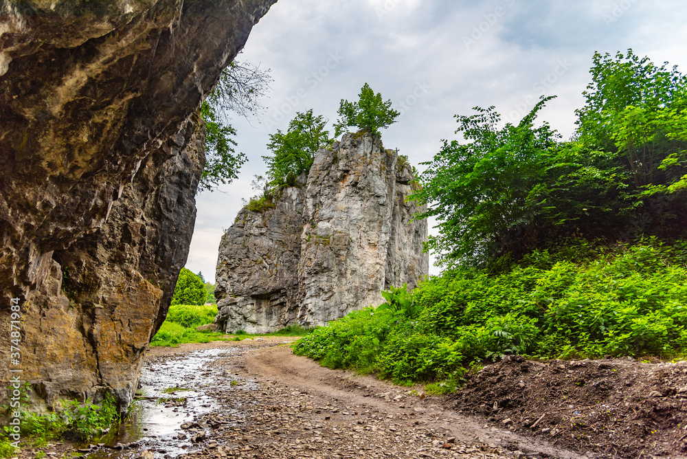 Hrebenac - uniqe limestone rock formation in Sloup, Moravian Karst, Czech Republic