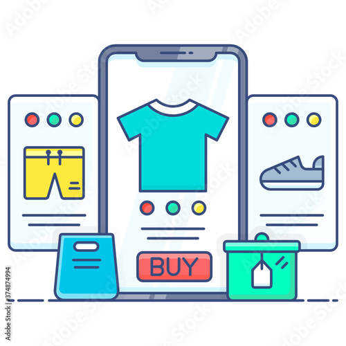 Online shopping concept, buy online flat vector design 
