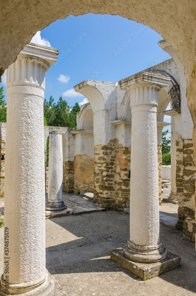 Partially reconstructed walls of the Round Church in Veliki Preslav, Bulgaria