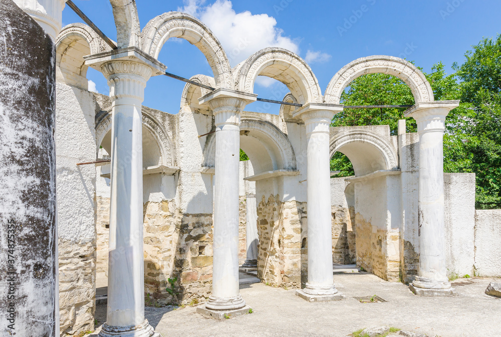 Partially reconstructed walls of the Round Church in Veliki Preslav, Bulgaria