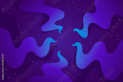 Horizontal space background with clouds. Web design. Space exploring. Vector illustration. Template for backdrop, flyer, poster, card, banner.	
