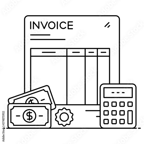 
Invoice icon in line style on isolated background.
