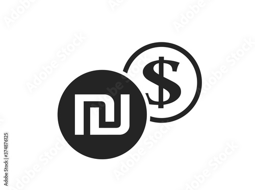 israeli sheqel to dollar currency exchange icon. money exchange symbol