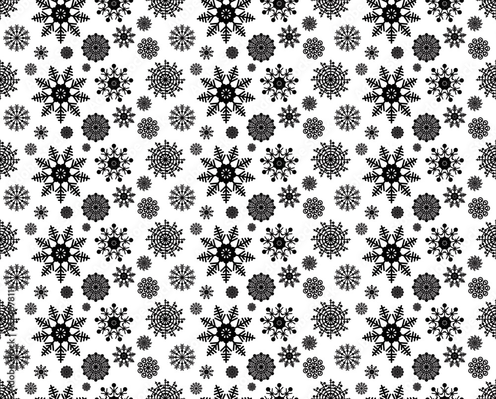 A tile able seamless christmas pattern featuring snowflakes of various shapes and designs