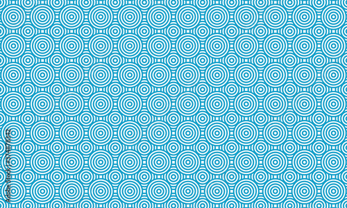 Blue seamless geometric line circle pattern on white background vector