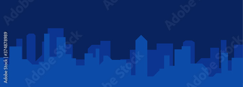 2000 x 720 Blue City Silhouette Suitable for banner, backdrop design, and background. photo