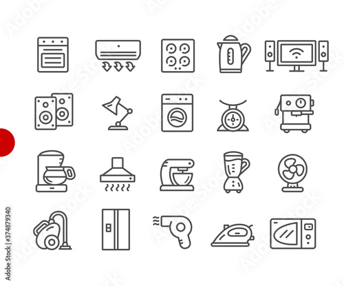 Household Appliances Icons // Red Point Series - Vector line icons for your digital or print projects.