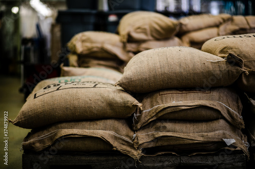 Bags of coffee beans