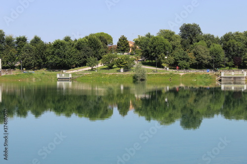 beautiful view and reflection of a lake