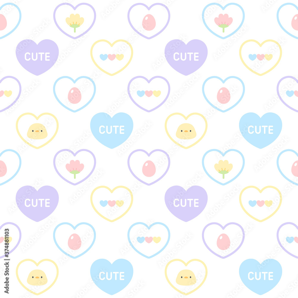 Cute chicken and egg seamless pattern background