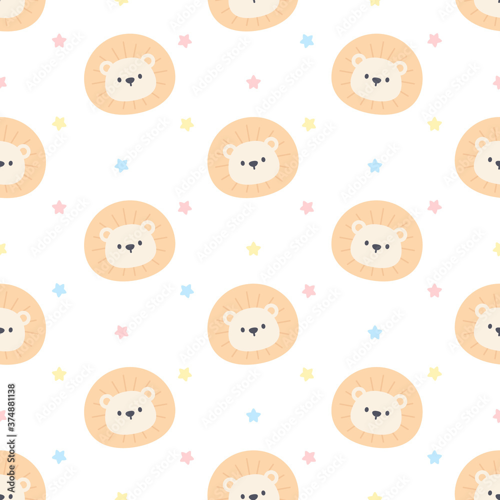 Cute lion seamless pattern background Cute lion seamless pattern background