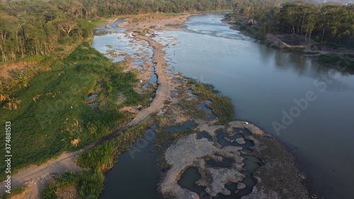 low tide on the banks of the river Progo