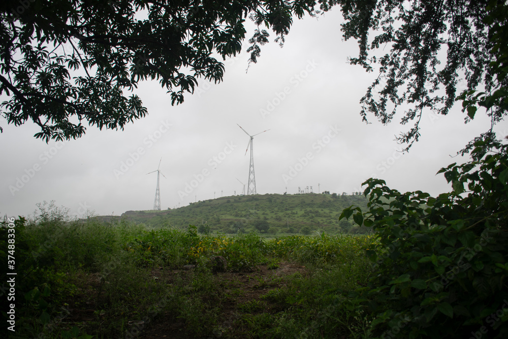 LANDSCAPE GREEN HILL WITH WIND MILL & TREES LANDSCAPE GREEN HILL WITH WIND MILL & TREES