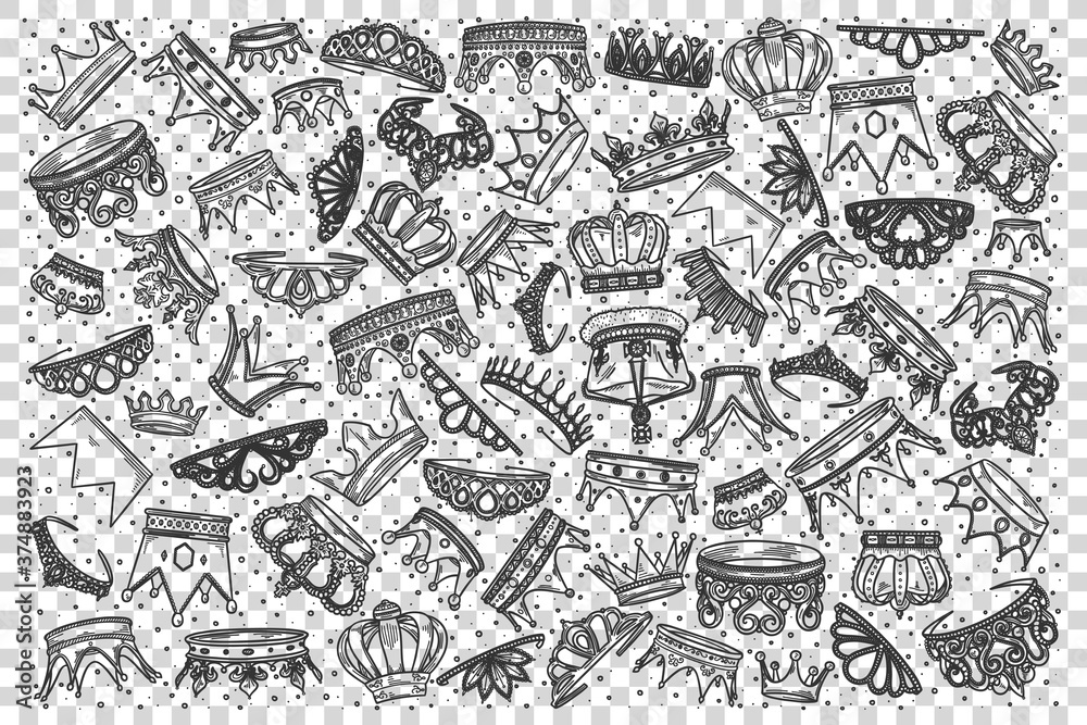 Crowns doodle set