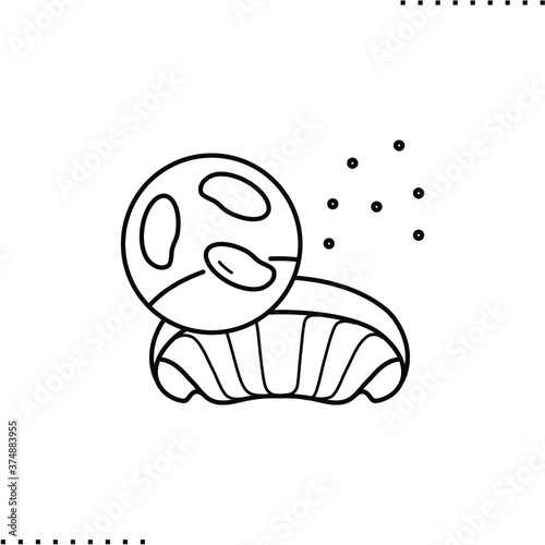 Fruiting bodies, mushroom and  spores vector icon in outline
