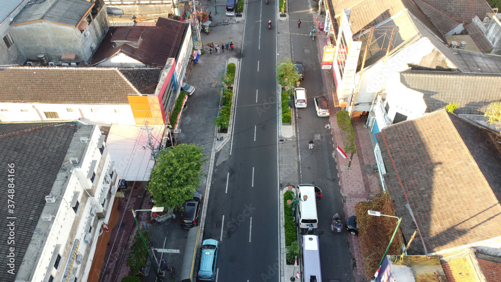 Yogyakarta, Indonesia - August 21, 2020 : the atmosphere of downtown Jogja in the morning