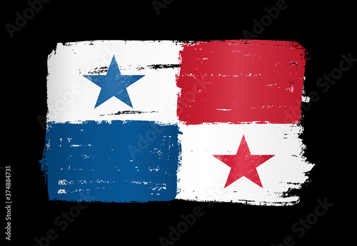 Panama flag with brush paint textured, background, Symbols of Panama, graphic designer element - Vector - illustration