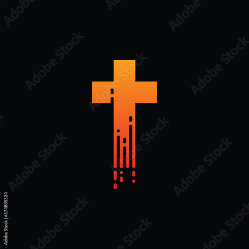 Cross Church Data Digital Modern Icon Logo Design Template