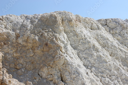 Clay mining. Beautiful background of white clay.