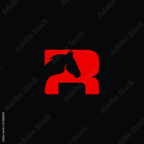 the initials R horse logo, horse logo, abstract letter r logo design, stable logo