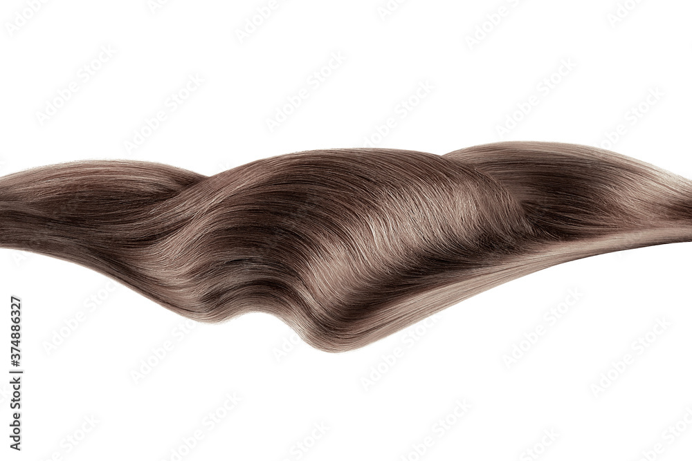 Brown hair in line shape on white background, isolated Brown hair in line shape on white background, isolated