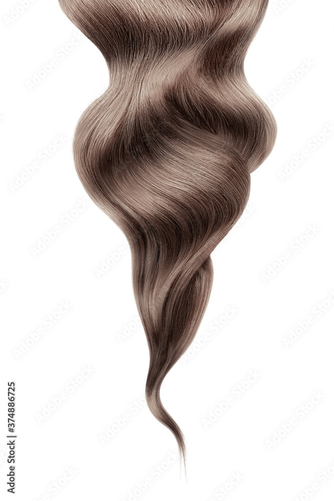 Brown shiny hair on white background, isolated Brown shiny hair on white background, isolated