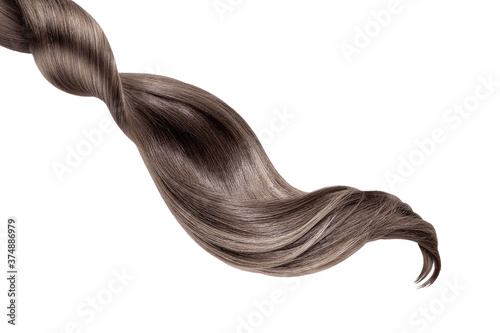 Brown shiny hair on white background, isolated