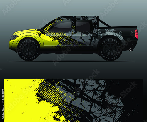 truck and vehicle Graphic vector. Racing background for vinyl wrap and decal