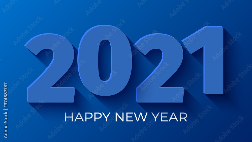 Happy New Year 2021 blue background. Greeting card design. Vector illustration. Happy New Year 2021 blue background. Greeting card design. Vector illustration.