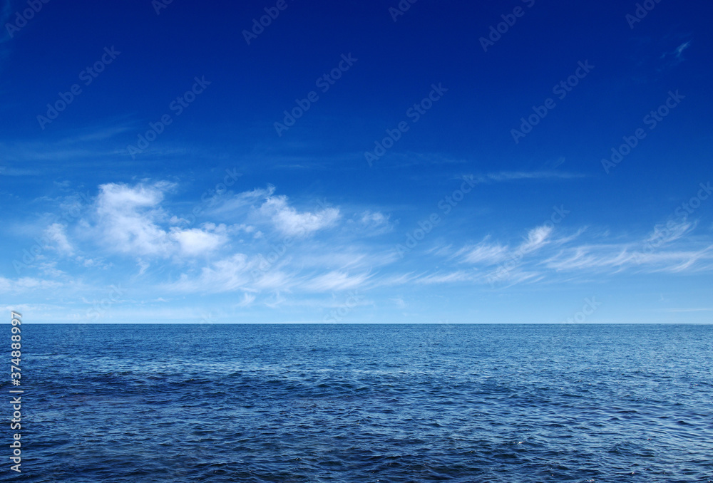 Blue sea with waves and sky