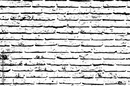 Grunge black texture as brick wall shape on white background (Vector). Use for decoration, aging or old layer