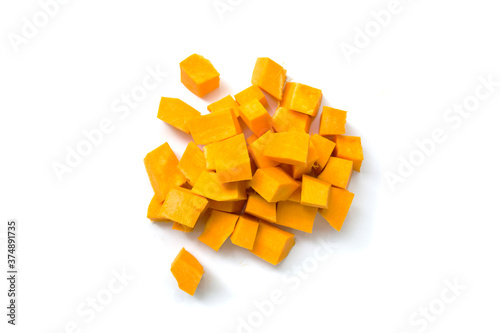 Pieces of Pumpkin Isolated on White Background