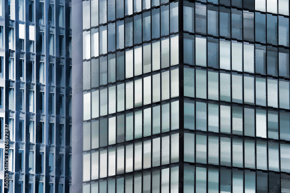 Glass façade, Media Harbour, Düsseldorf, North Rhine Westphalia, Germany