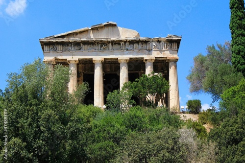 The Temple of Hephaestus or Hephaisteion at the Ancient Agora archaeological site in Athens, Greece, July 27 2020. © Theastock