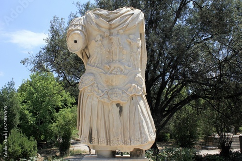 The statue of the Roman Emperor Hadrian at the Ancient Agora archaeological site in Athens, Greece, July 27 2020. photo