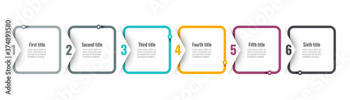 Vector Infographic design with 6 options or steps. Infographics for business concept. Can be used for presentations banner, workflow layout, process diagram, flow chart, info graph